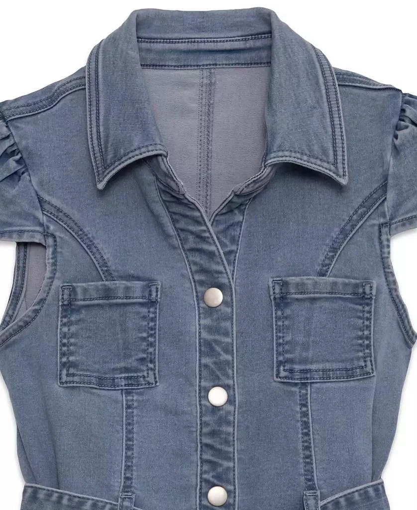 Speechless Big Girls Collared Belted Denim Dress 3