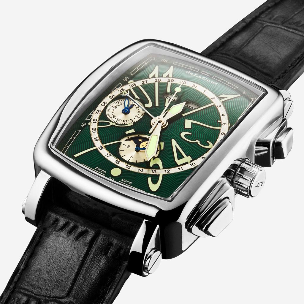 DeLaCour DeLaCour 'Via Larga' Chronograph Stainless Steel Men's Automatic Watch WAST1026-GRN