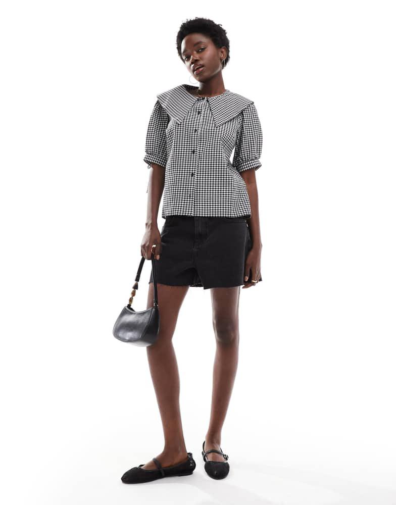New Look New Look gingham collared shirt in black