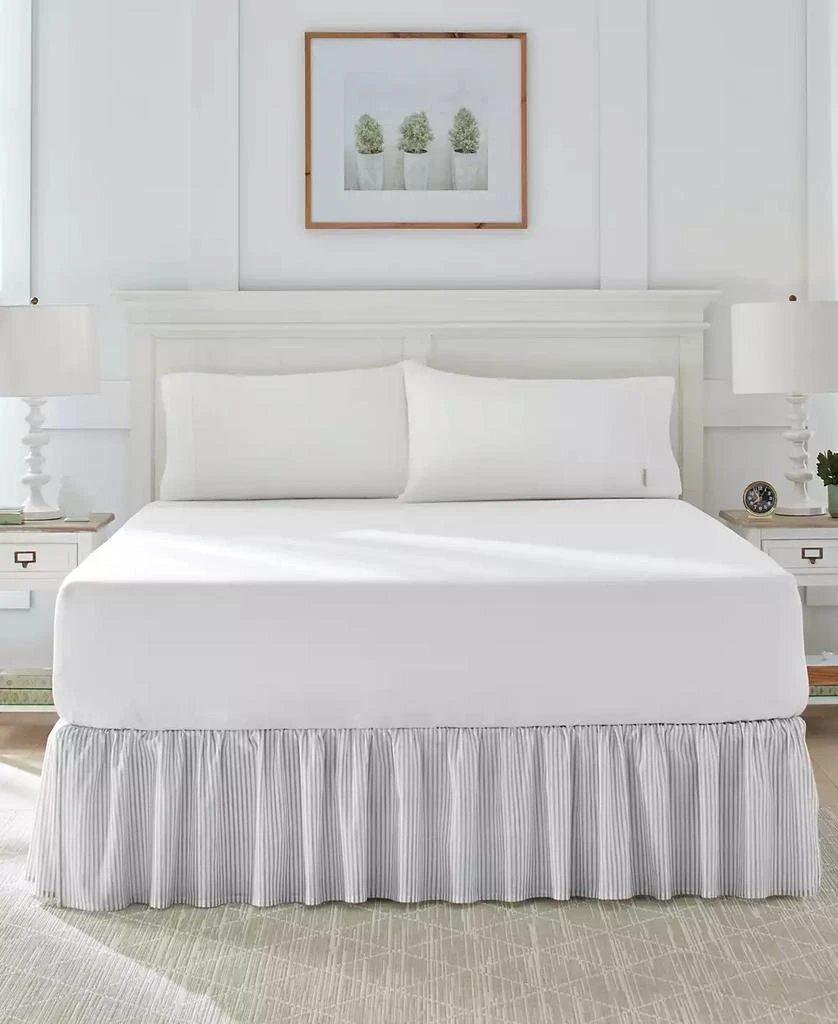 Laura Ashley Ticking Stripe Ruffled Bedskirt, Full 1