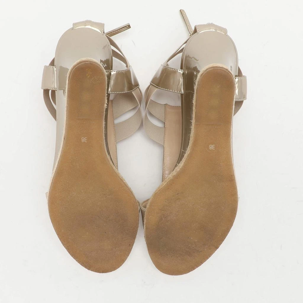 Fendi Fendi Beige Patent Leather Wedge Espadrille Sandals Size 38 6