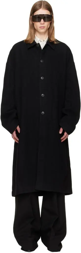 Rick Owens Black Tower Buttoned Brad Coat