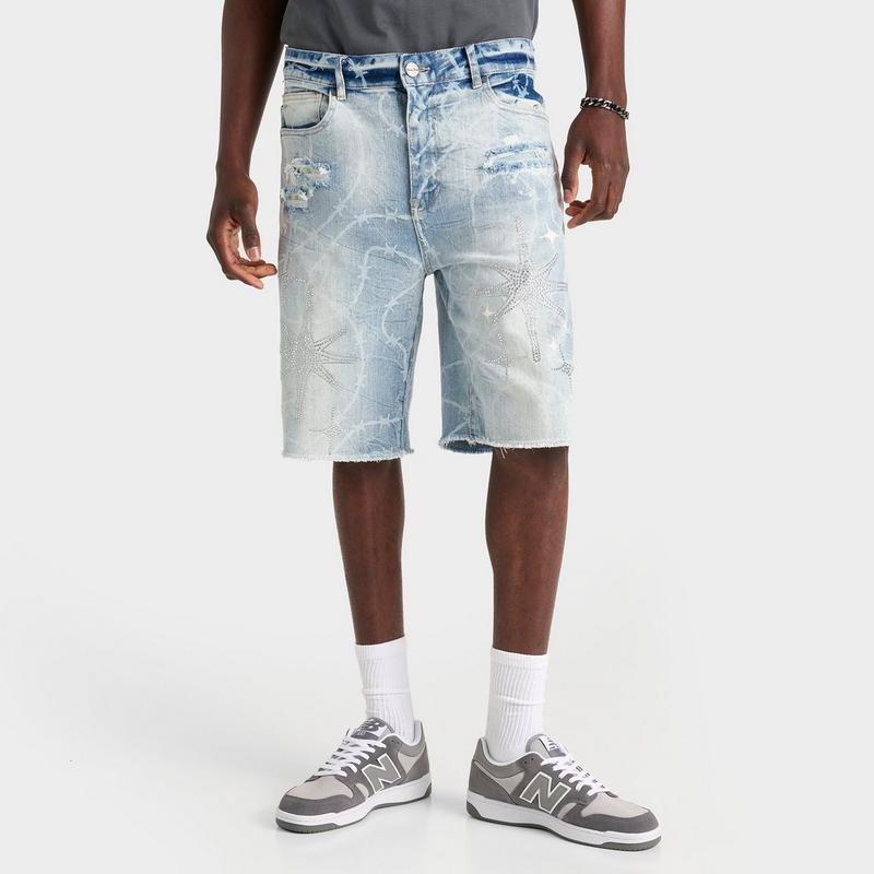 SUPPLY & DEMAND Men's Smoke Rise Washed Rhinestone Denim Shorts
