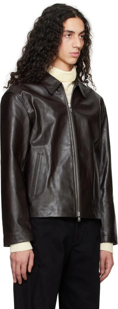 Dunst Brown Calf Skin Collared Leather Jacket 2