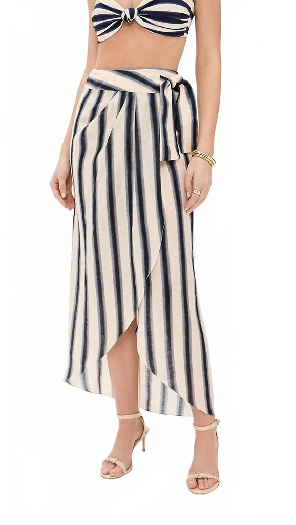 JOHANNA ORTIZ Waves Of Destiny Skirt In Swim Tie Dye Lines/ Ecru/ Blue