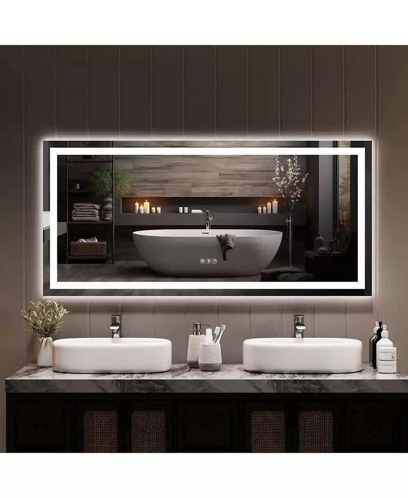 Homfan 60"x 30" LED Bathroom Mirror with Lights, Dimmable, Anti-Fog, Backlit + Front Lit, Smart Bathroom Vanity Mirror for Wall, Memory Function 6