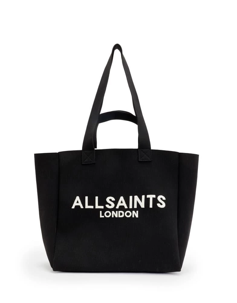 ALL SAINTS AllSaints Izzy medium knitted tote bag in black 2