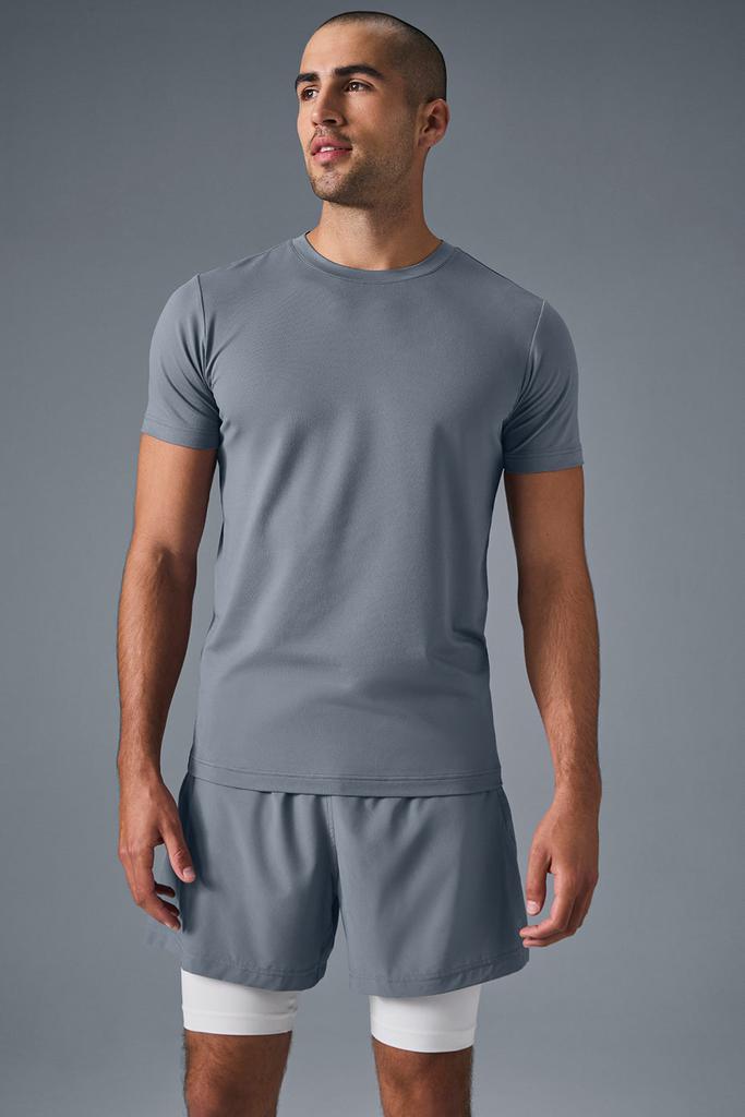 Alo Conquer Reform Crewneck Short Sleeve - Steel Grey - Yoga