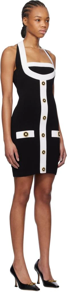 Balmain Black 
White Two-Tone Halterneck Knit Minidress 2