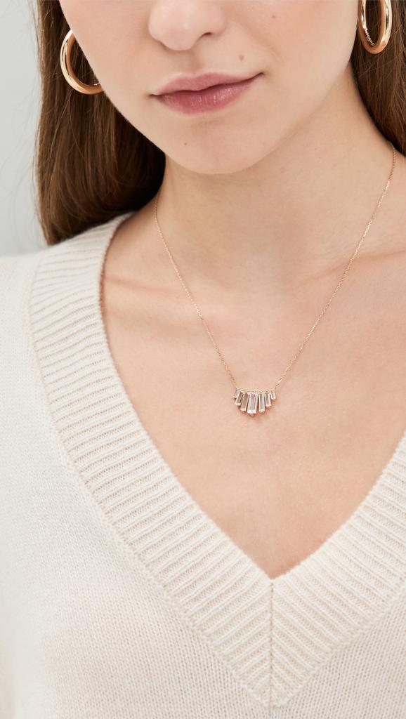Suzanne Kalan 14k Yellow Gold White Topaz Deco Fan Pendant