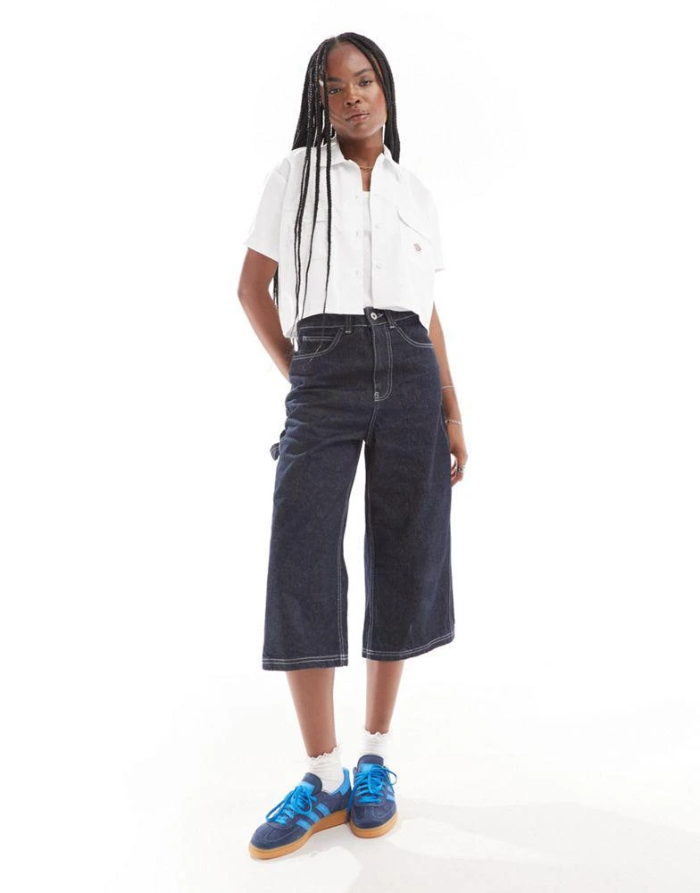 DICKIES Dickies cropped work shirt with pockets in white 3