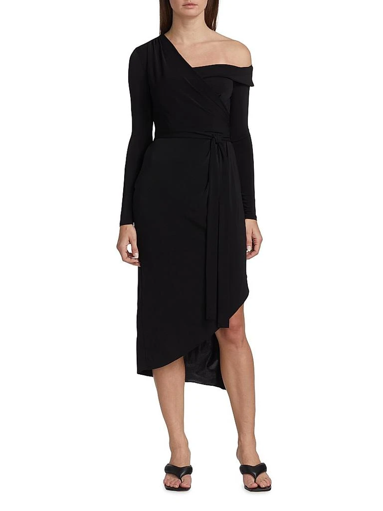 HALSTON Eden One-Shoulder Jersey Midi-Dress 3