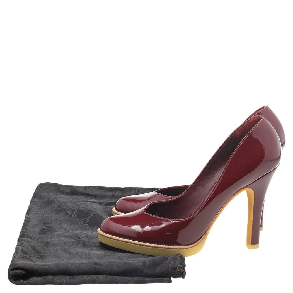 Gucci Gucci Burgundy Patent Leather Round Toe Pumps Size 37.5 8