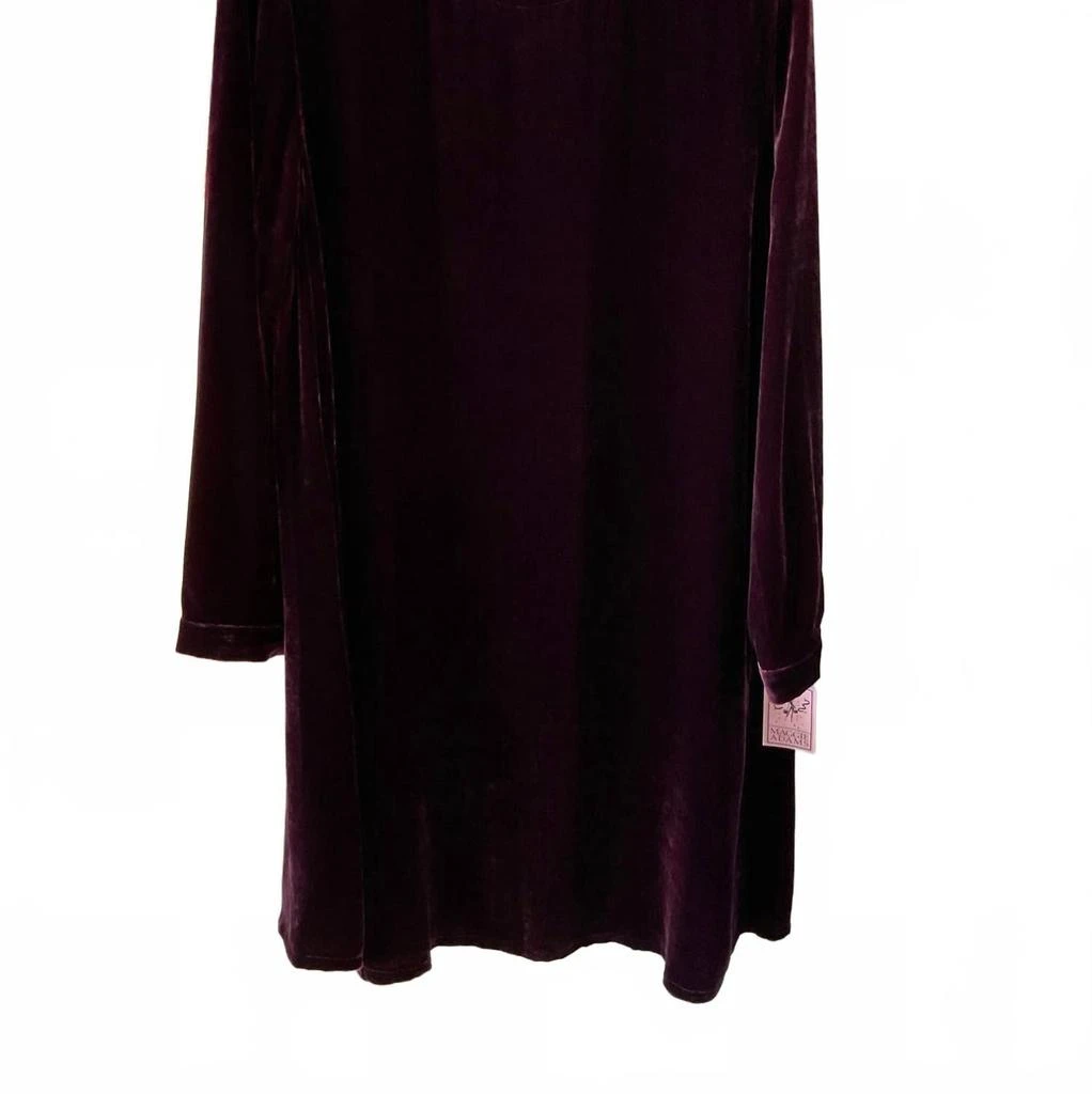 Eileen Fisher Velvet Crew Neck Dress In Dark Purple 4