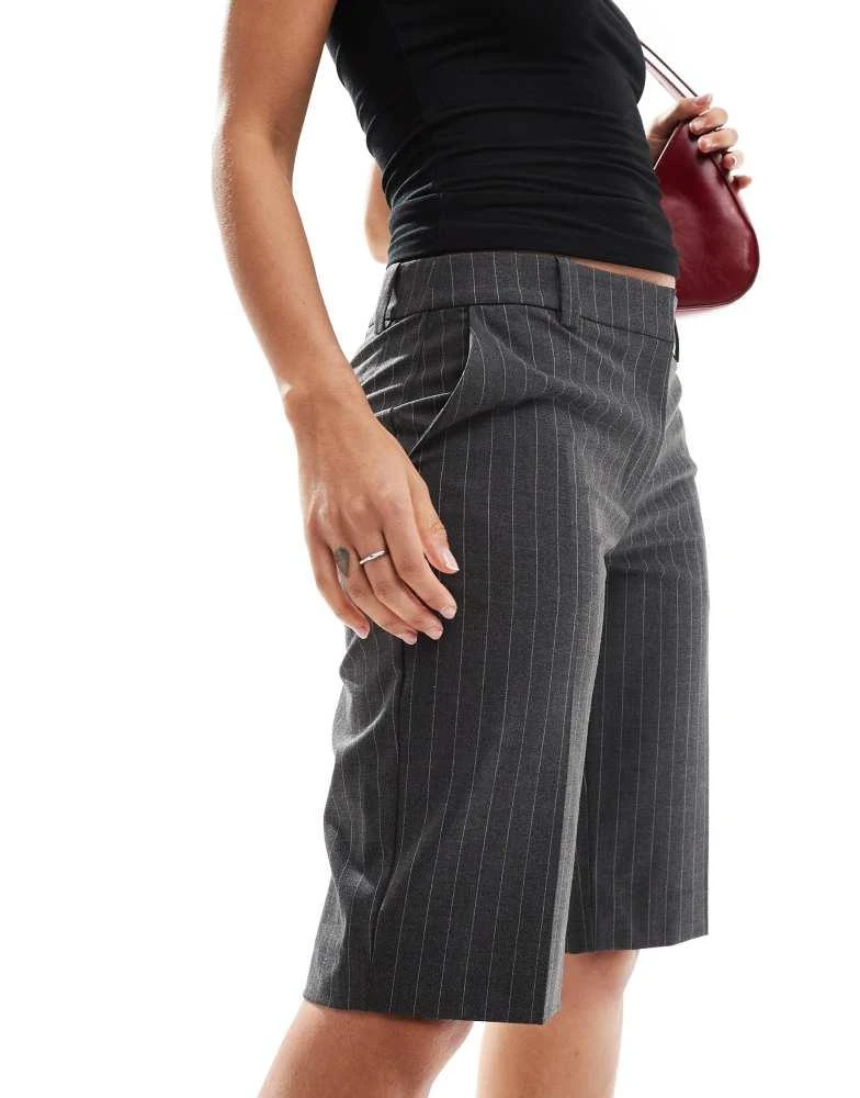 Weekday Weekday Esi tailored shorts in grey pinstripe 4