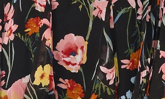 Halogen Floral Balloon Sleeve Chiffon Fit & Flare Dress 3