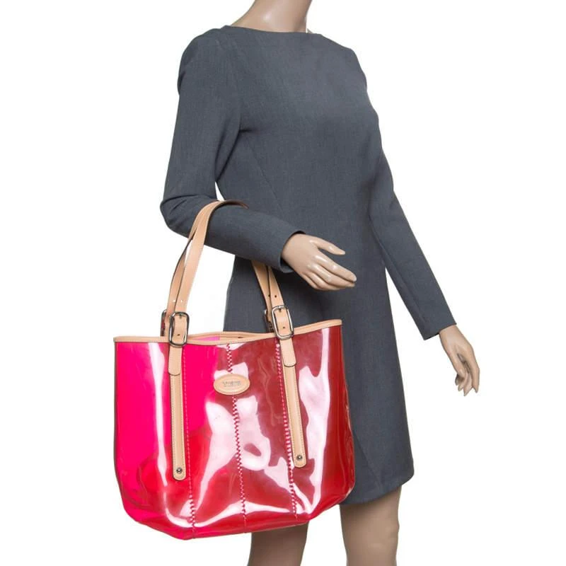 Tod's Tod's Red/Beige PVC and Leather Tote 2