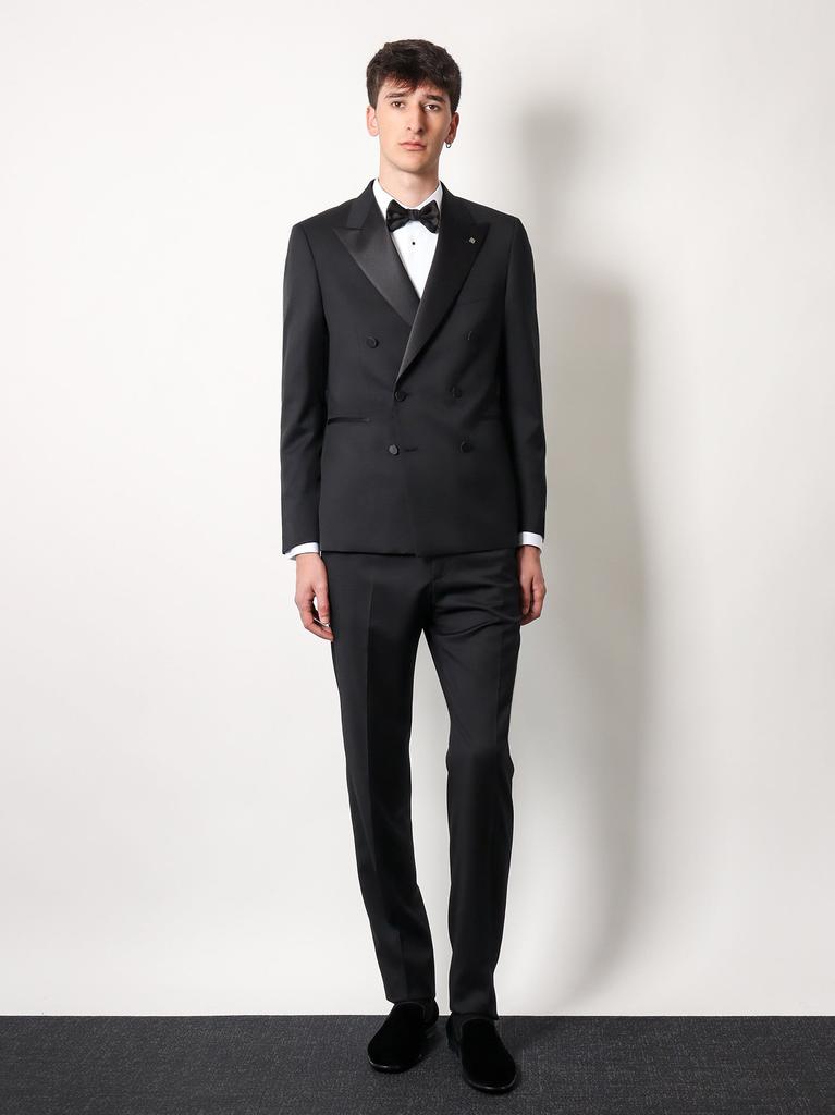 TAGLIATORE Virgin wool tuxedo with removable brooch