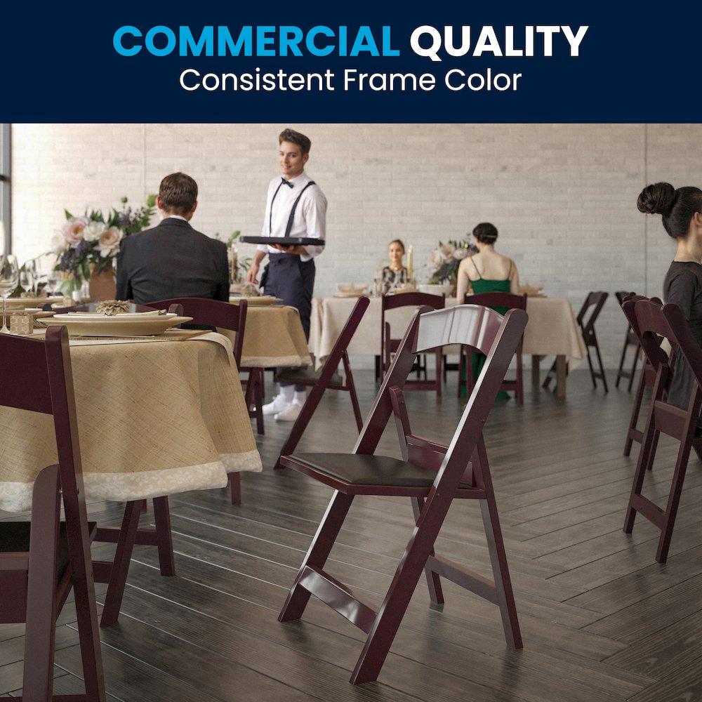 Flash Furniture 2 Pack HERCULES Series 1000 lb. Capacity Red Mahogany Resin Folding Chair with Black Vinyl Padded Seat