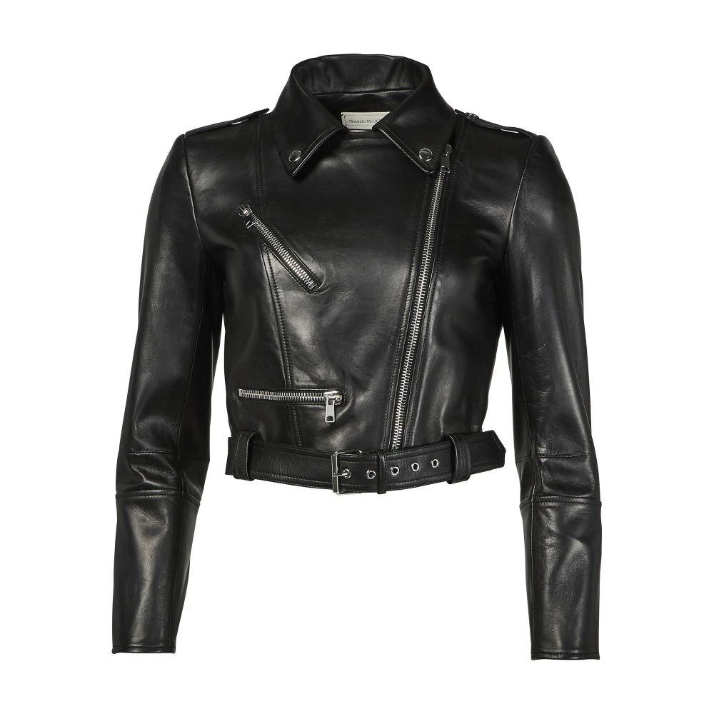 Alexander McQueen Cropped biker leather jacket 7