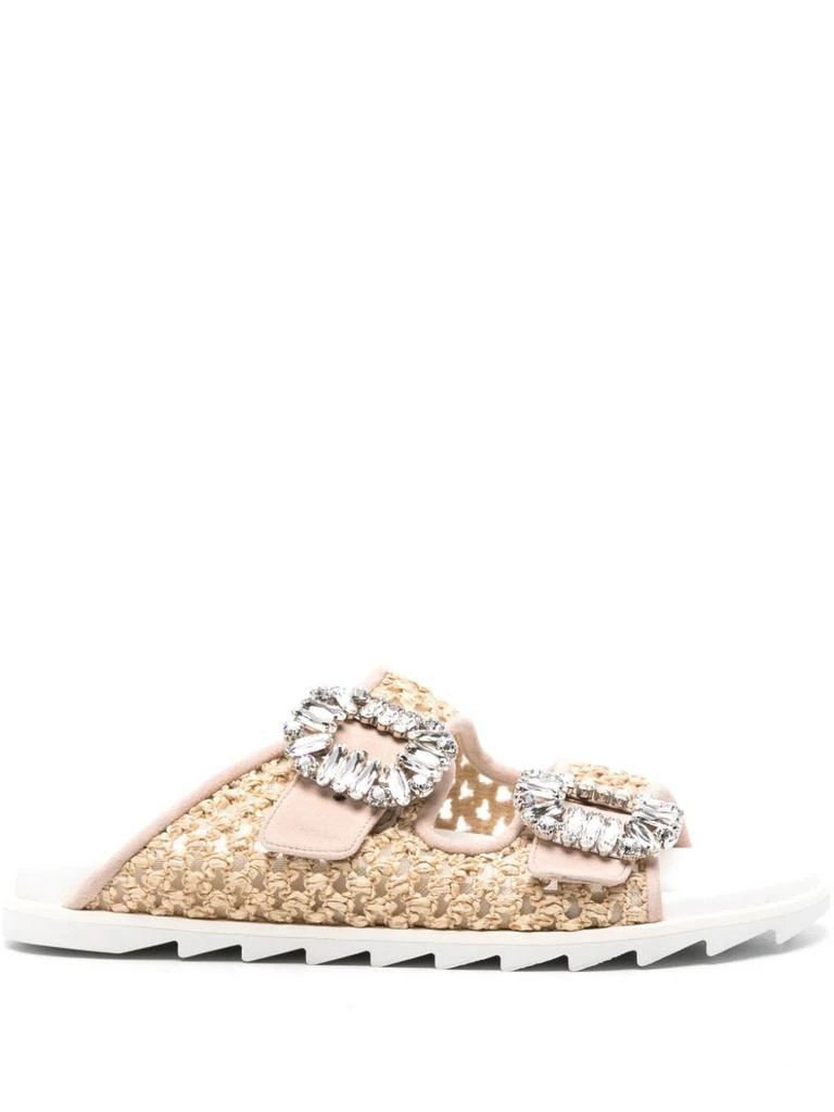 Roger Vivier SLIDY VIV RAFFIA SANDALS 1