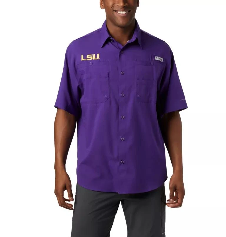 Columbia Columbia Men's Collegiate PFG Tamiami  Short Sleeve Shirt - LSU- 1
