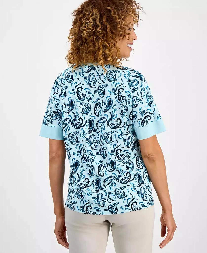 JM Collection Women
s Printed Short-Sleeve Satin-Trim Top, Exclusively at Macy
s 2