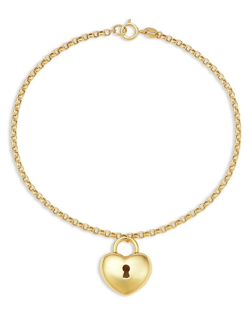 Bloomingdale
s Fine Collection Puffed Heart Lock Charm Bracelet in 14K Yellow Gold 1