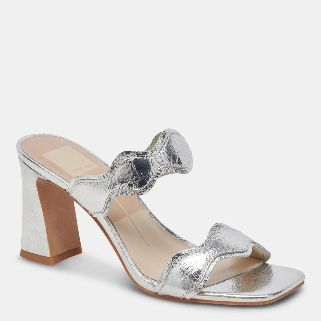 Dolce Vita Ilva Wide Heels Silver Distressed Leather 2