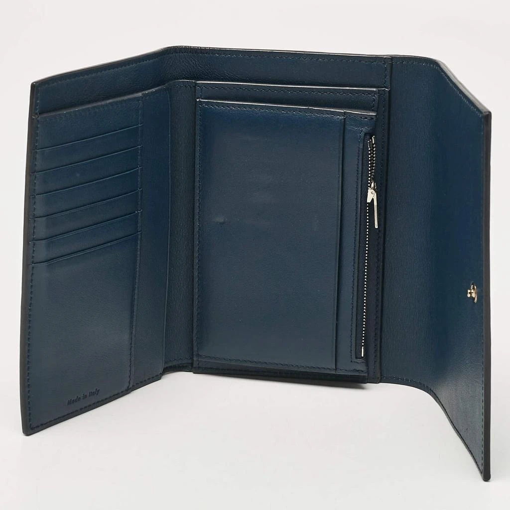 Celine Celine Navy Blue/Burgundy Leather Frame Trifold Wallet 2