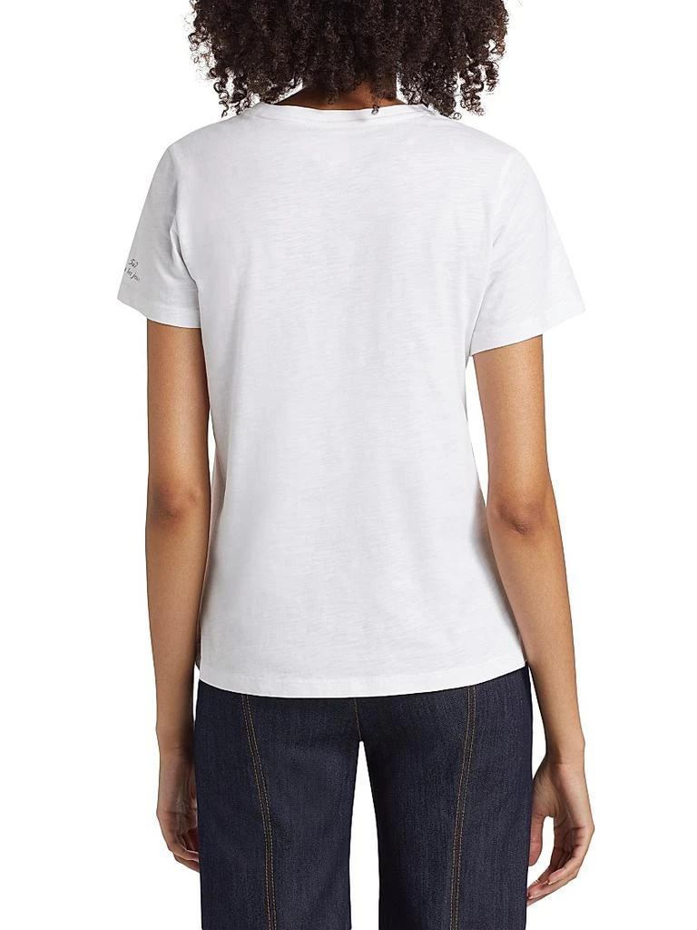 Cinq à Sept Embroidered "Happy" Cotton T-Shirt 5