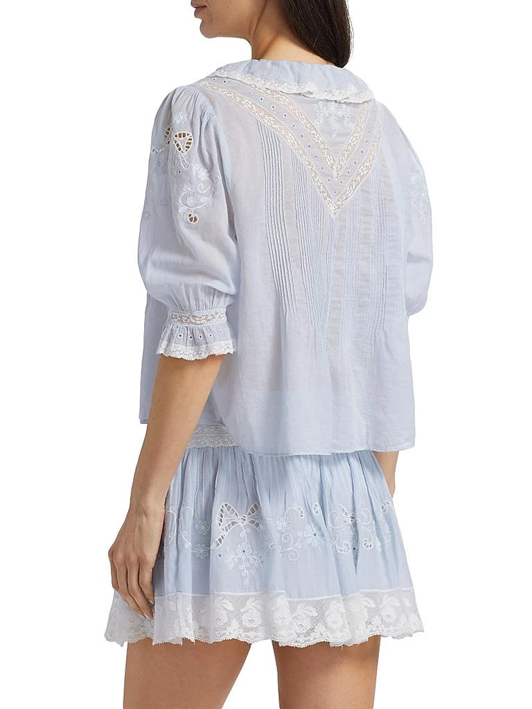 LOVESHACKFANCY Sinora Ruffled & Lace Cotton Top 5
