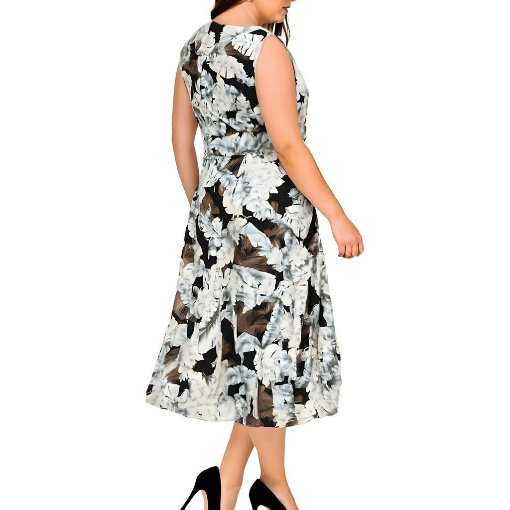 Kasper Plus Womens Floral Print Polyester Fit & Flare Dress 2