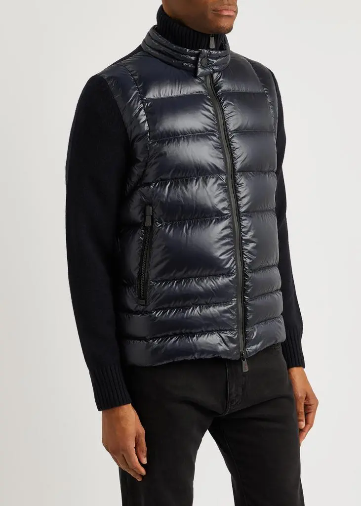 Moncler Quilted shell and stretch-wool jacket  2