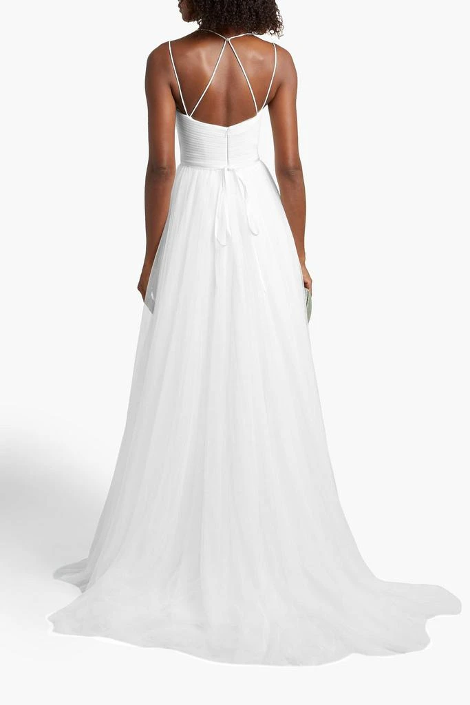 Theia Belted twist-front pleated tulle bridal gown 3