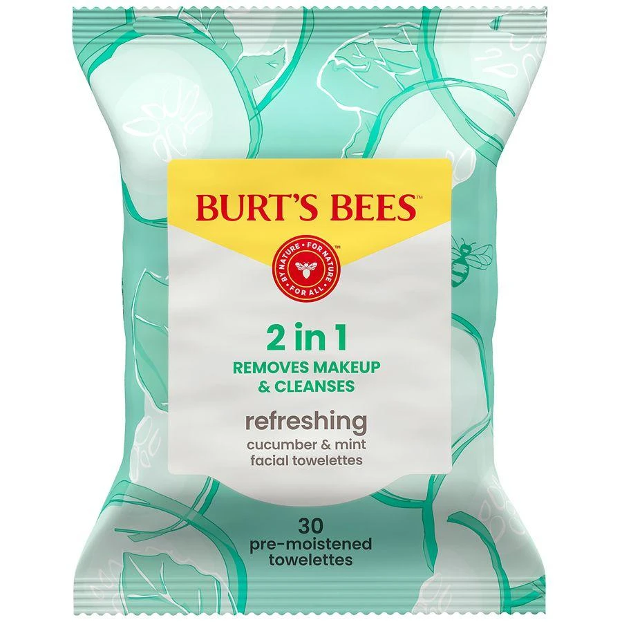 Burt's Bees Refreshing Cucumber + Mint, 2-in-1 Pre-Moistened Towelettes Cucumber and Mint 1