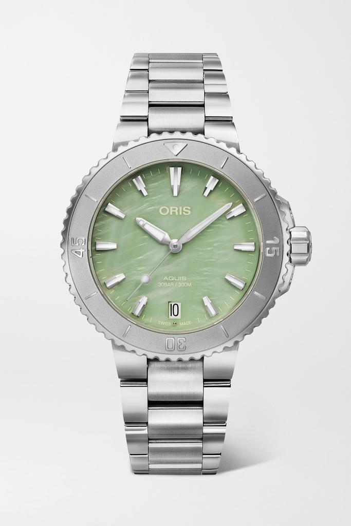 ORIS Aquis Date 36.5 毫米自动上链珍珠母精钢腕表