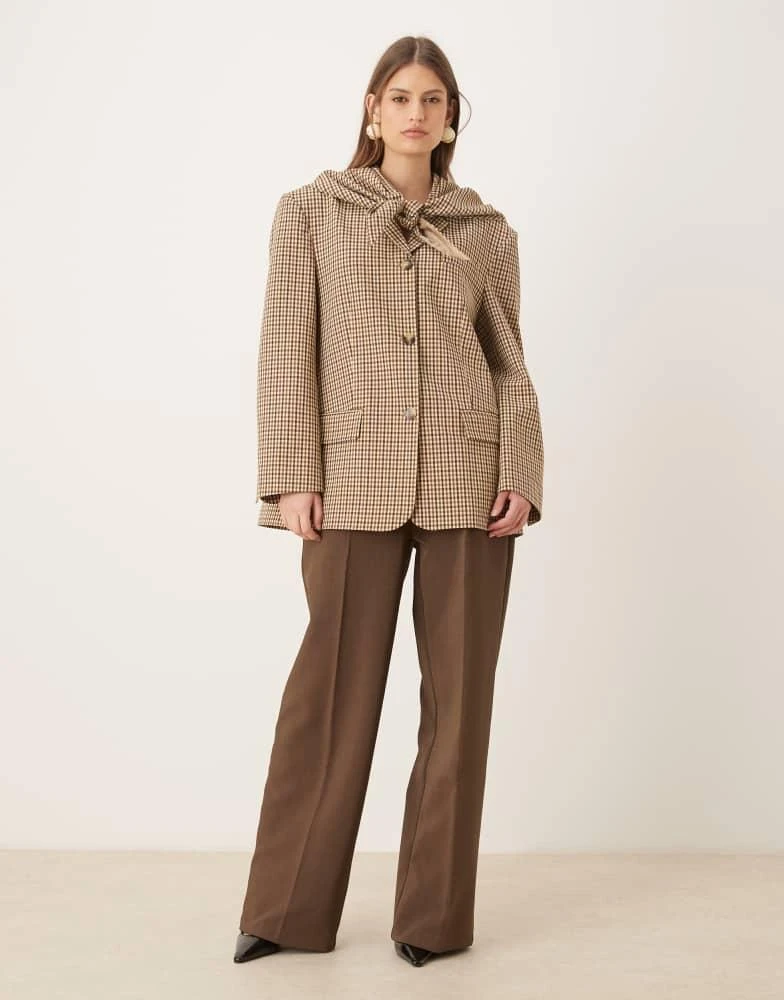 ASOS ASOS DESIGN scarf detail blazer in check 2