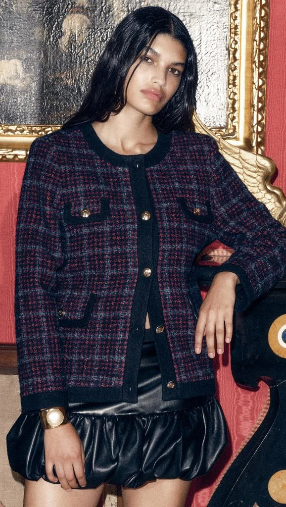 ANINE BING Lydia Jacket In Blue and Red Tweed 1