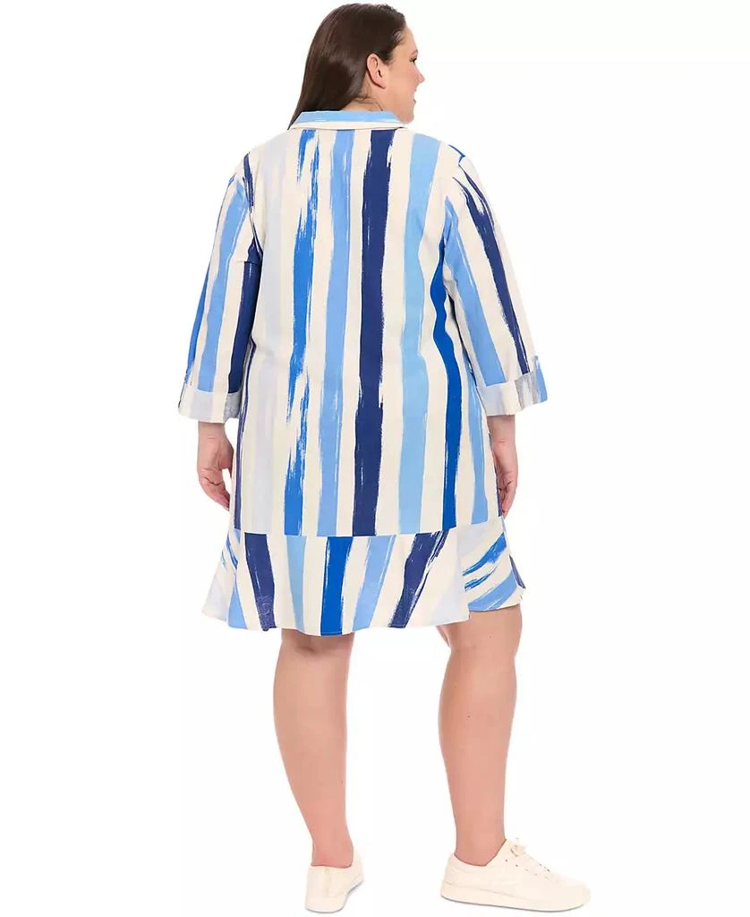 London Times Plus Size Printed Flounce-Hem Shift Dress 4