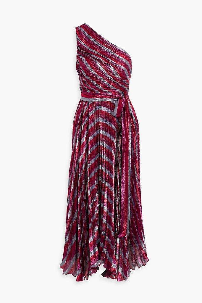 MARIA LUCIA HOHAN Edith one-shoulder pleated metallic silk-blend midi dress 1