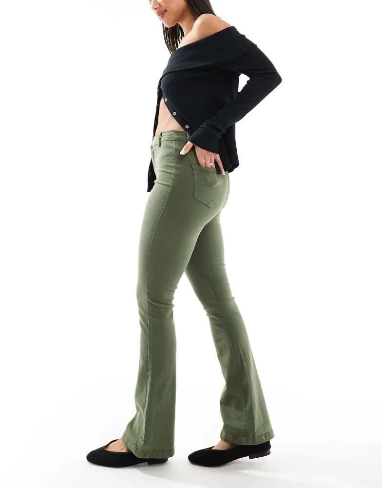 Don't Think Twice DTT Bianca high waist flared jeans in khaki 2
