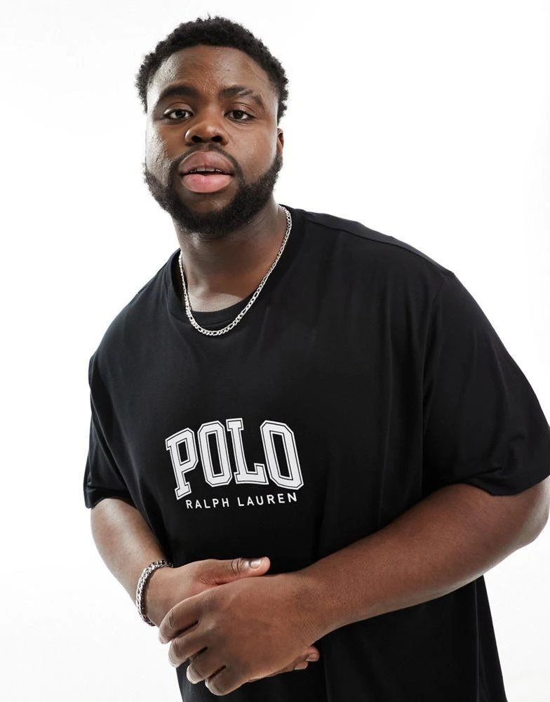 Ralph Lauren Polo Ralph Lauren Big & Tall collegiate logo t-shirt classic oversized fit in black 1