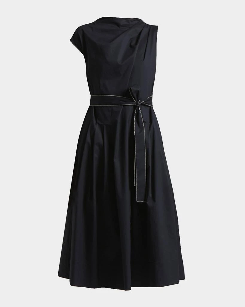 knee length dresses for ladies Green Long Sleeve Draped Tallulah Jersey Midi Dress