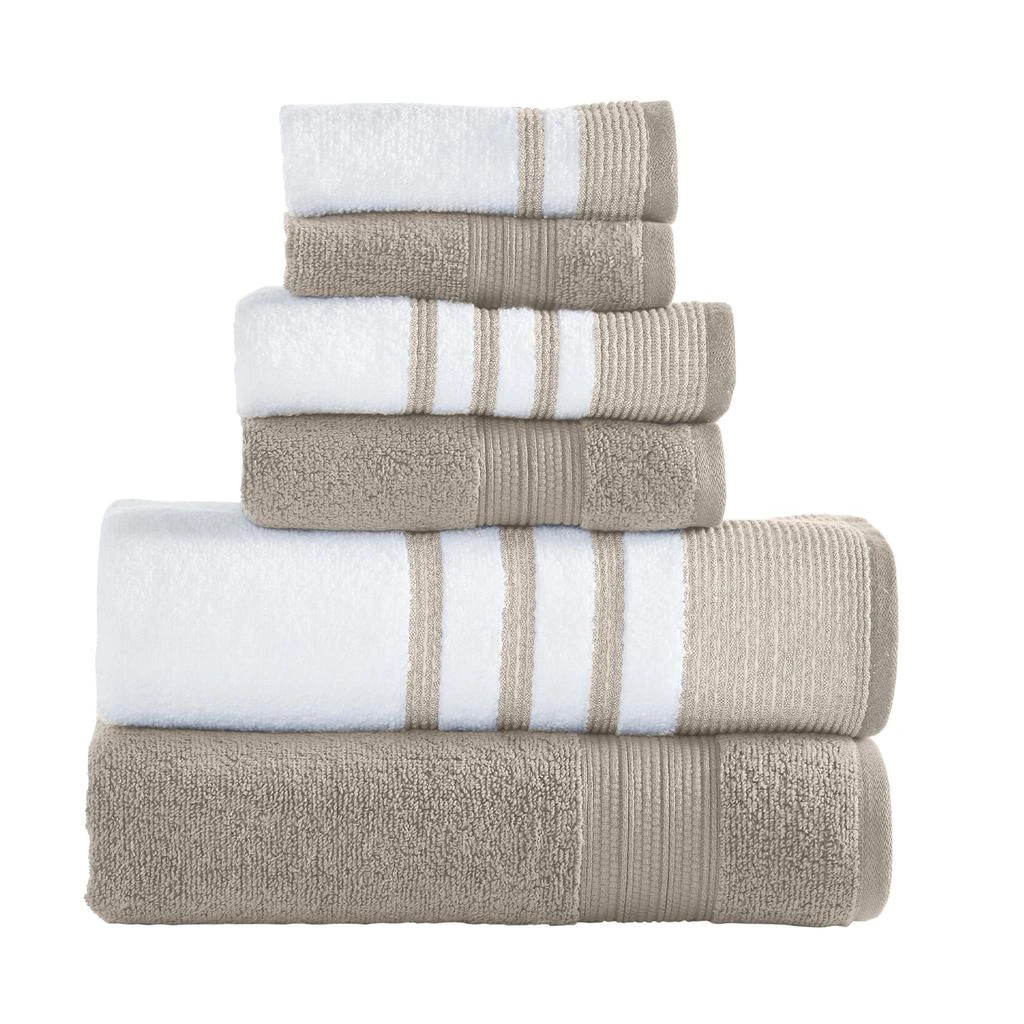 Modern Threads 6-Piece Quick Dry White/Contrast Towel Set Reinhart 6