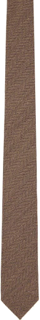 Dries Van Noten Brown Herringbone Tie 1