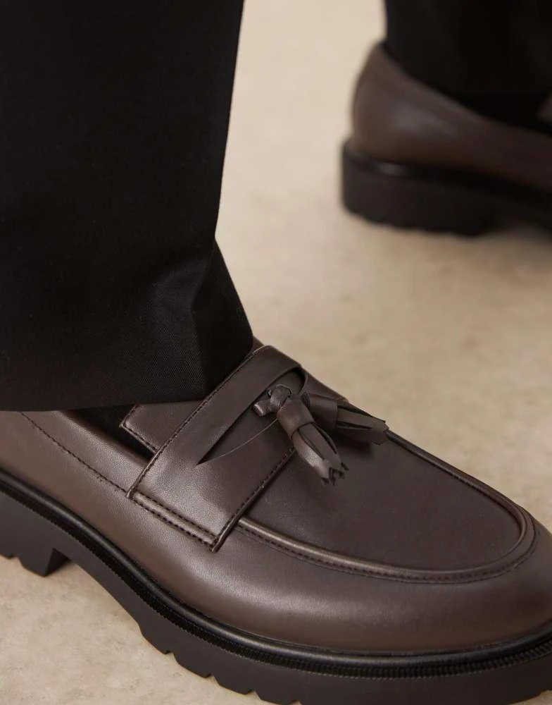  Dark Brown Tassel Loafers ASOS DESIGN tassel loafers in tan leather with natural sole  main image 2