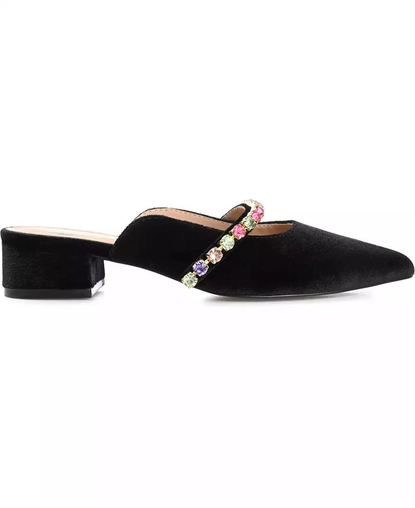 Journee Collection Women's Jewel Rhinestone Embellished Velvet Slip On Flats 2
