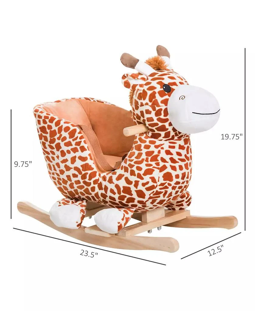 Qaba Baby Rocking Horse, Plush Animal Rocker w/ Realistic Sound, Pedals 9
