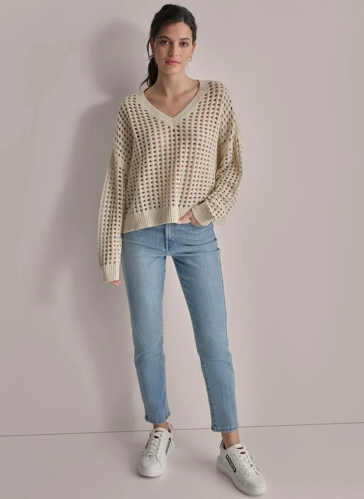 DKNY OPEN STITCH POINTELLE SWEATER 3